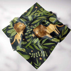 Lion and greenery cat scarf