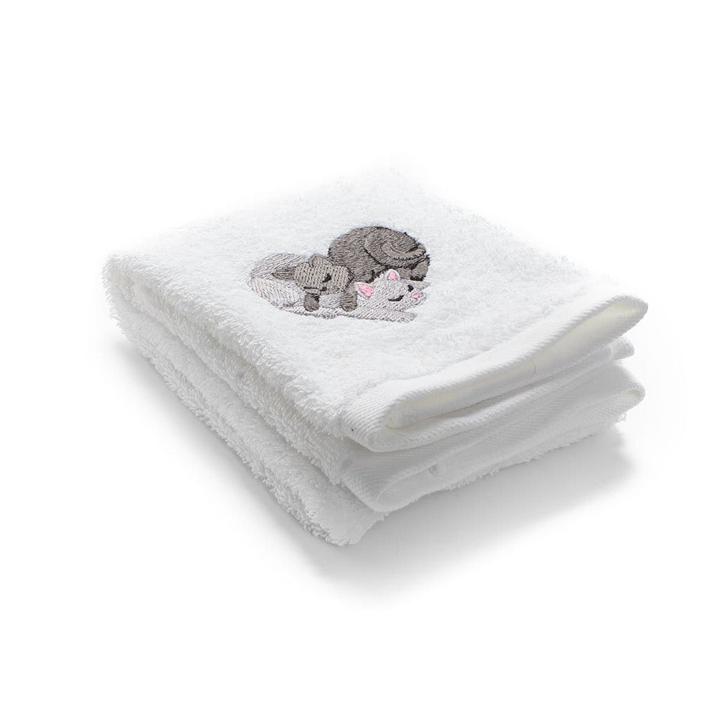 Embroidered Cat Nap Hand Towel