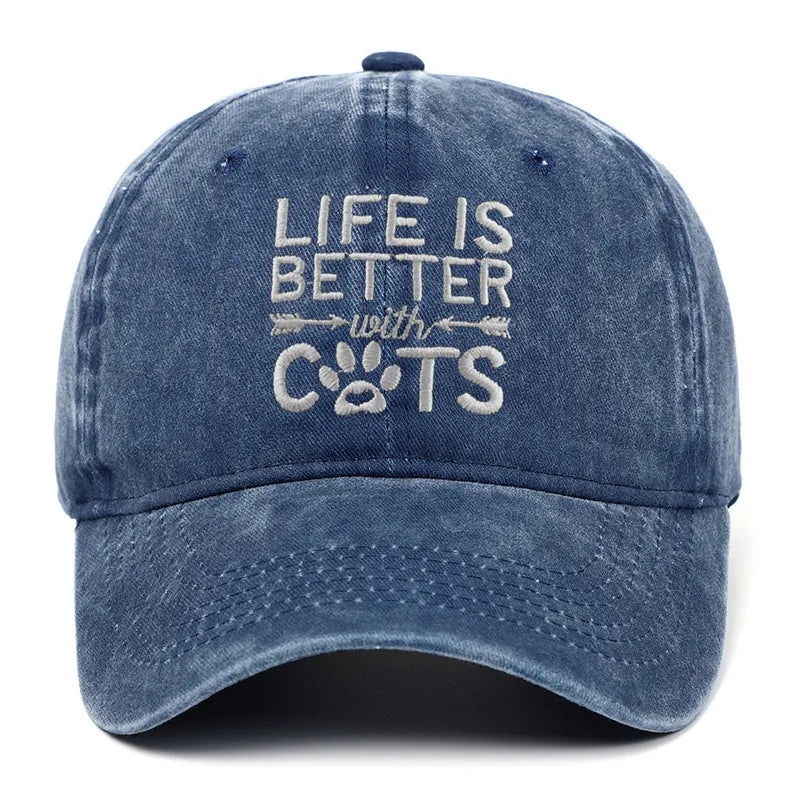 Life Is Better With Cats | Embroidered Baseball Cap