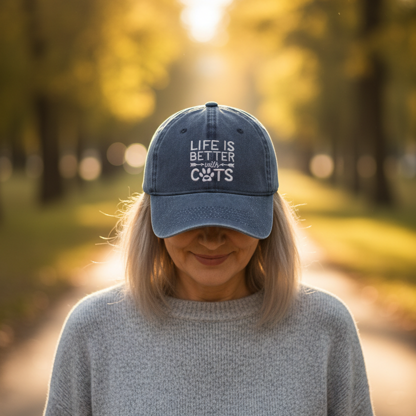 Life Is Better With Cats | Embroidered Baseball Cap