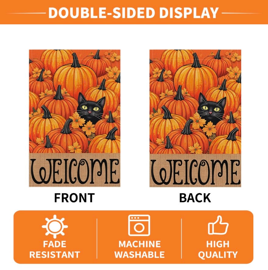 Pumpkin Cat Garden Flag