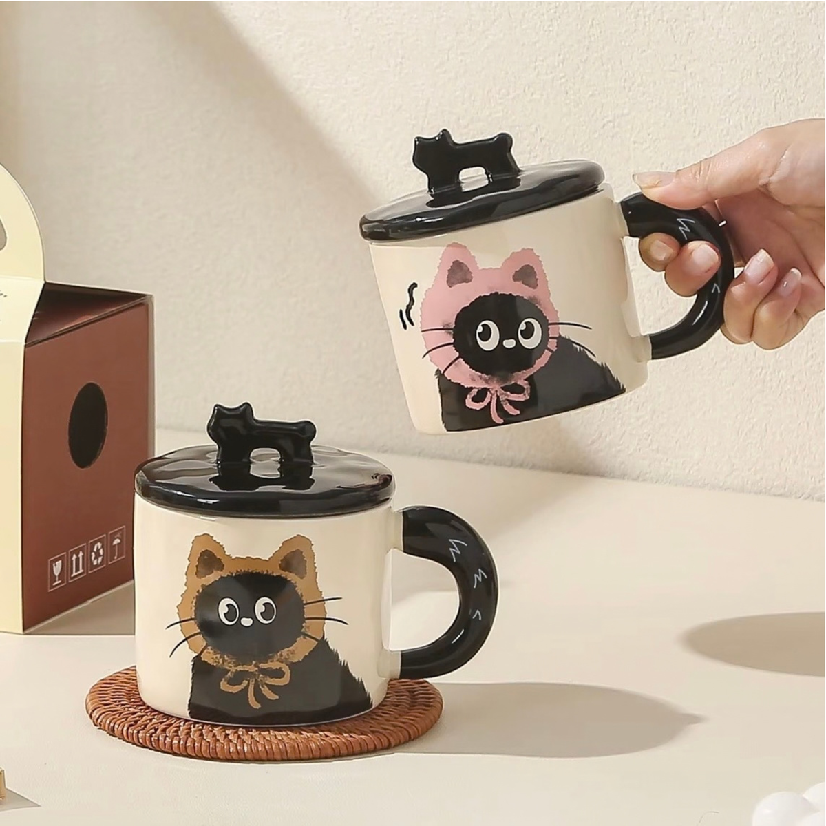 Black Cat Wearing Hats | Ceramic Mug