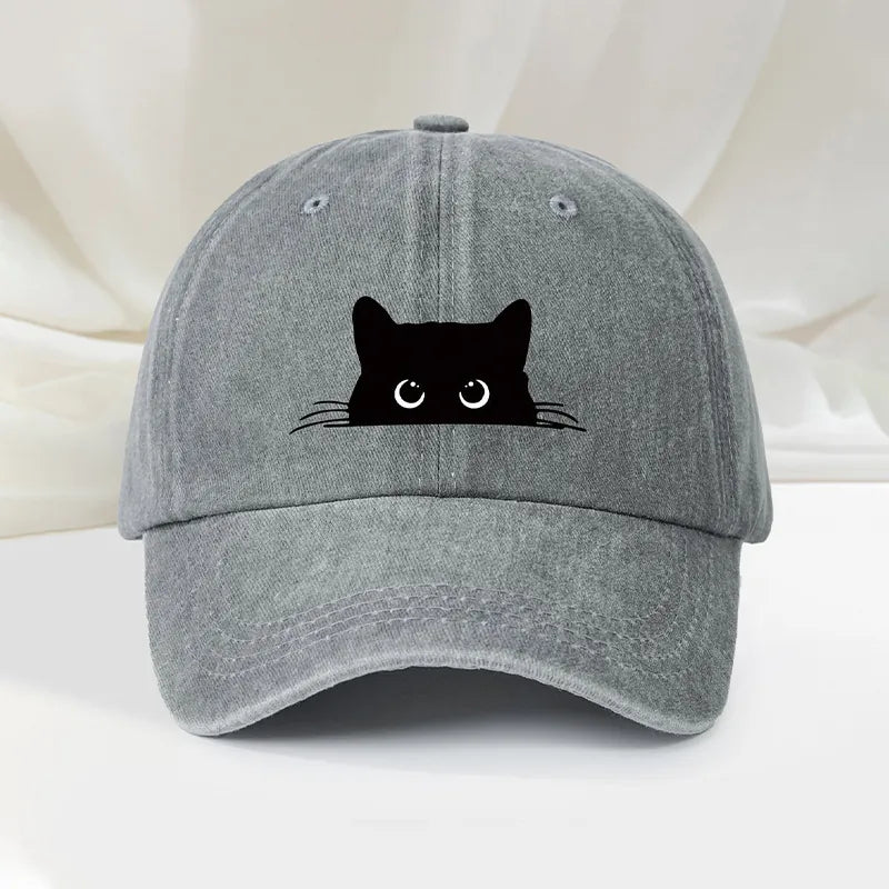 Embroidered Black Cat Baseball Cap