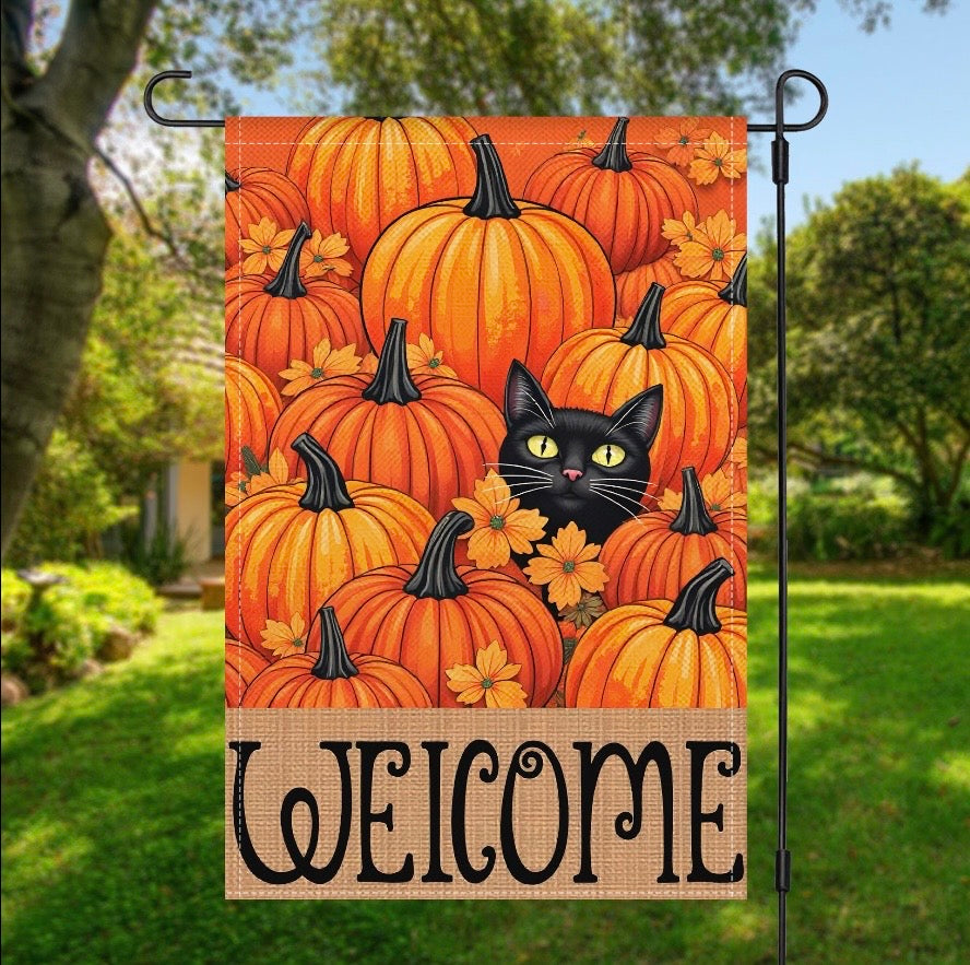 Pumpkin Cat Garden Flag