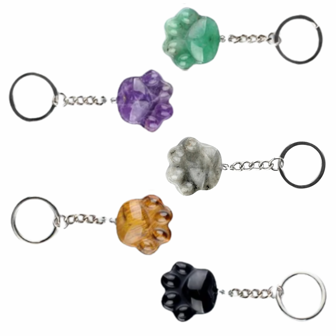 Cat Paw Natural Stone Keychain
