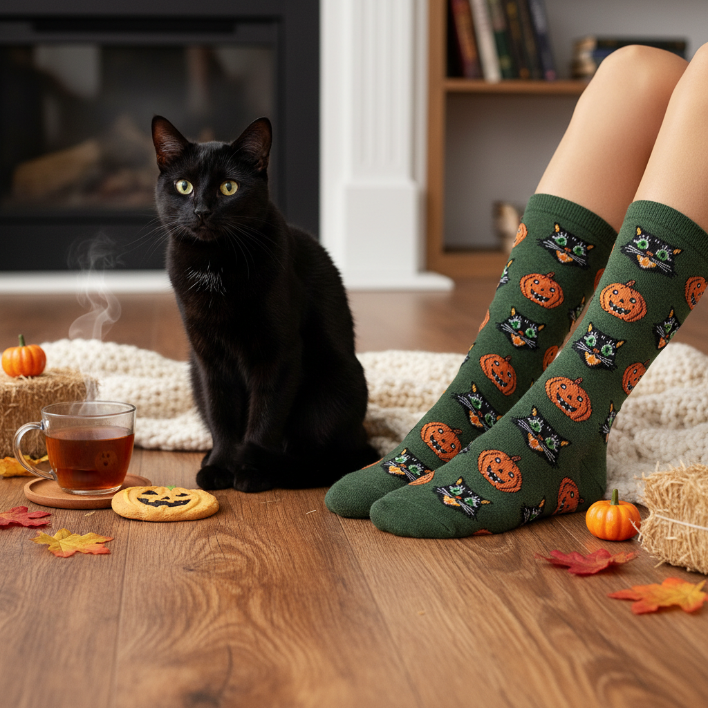 Halloween Black Cat Socks