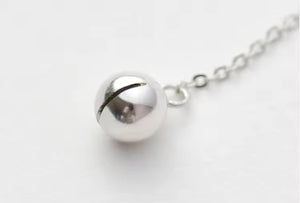 Sterling Silver Lariat Cat Bell Necklace