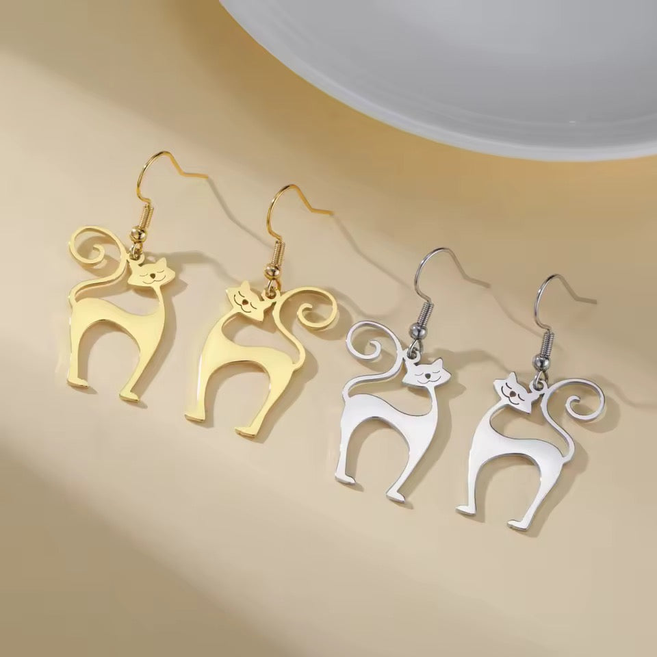 Atomic Cat Stainless Earrings