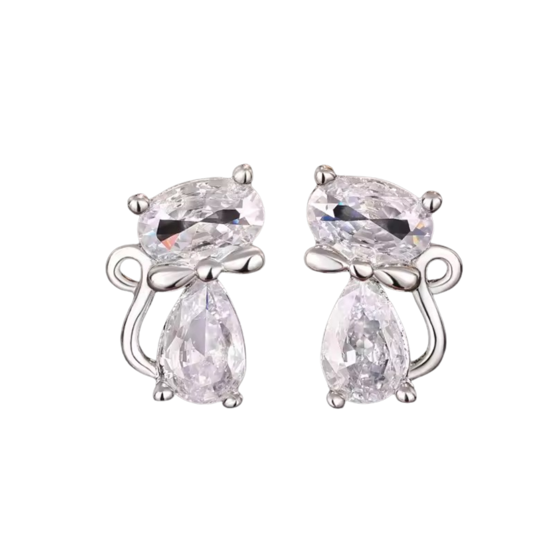 Sophisticated Cat with Bow Tie Earrings