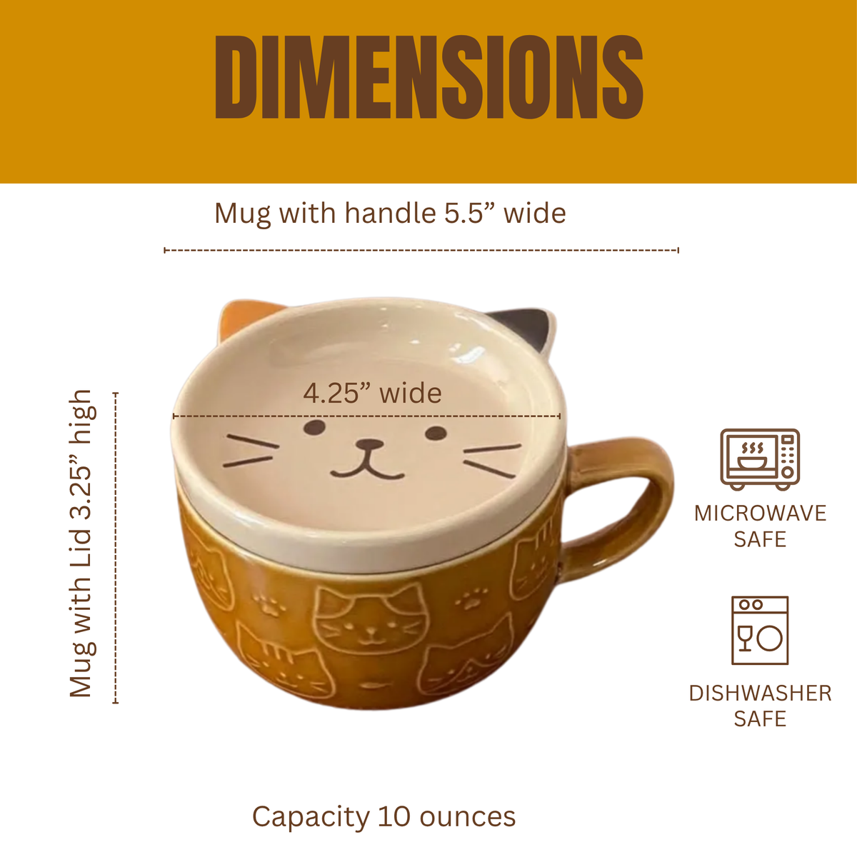 Calico Cat Ceramic Cat Mug with Lid