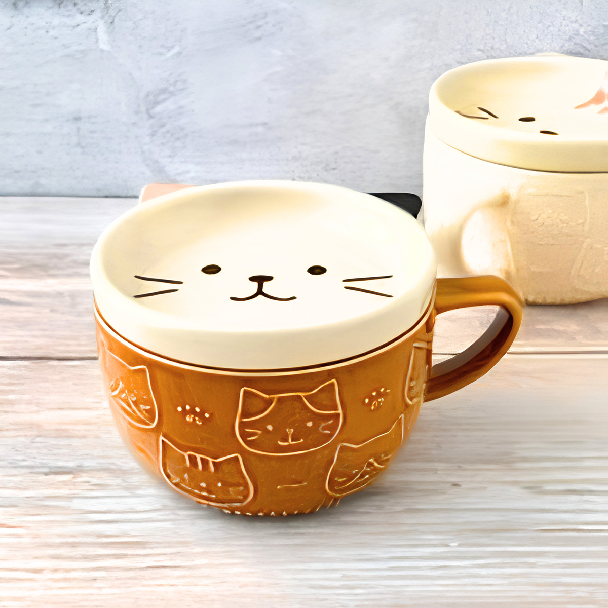Calico Cat Ceramic Cat Mug with Lid