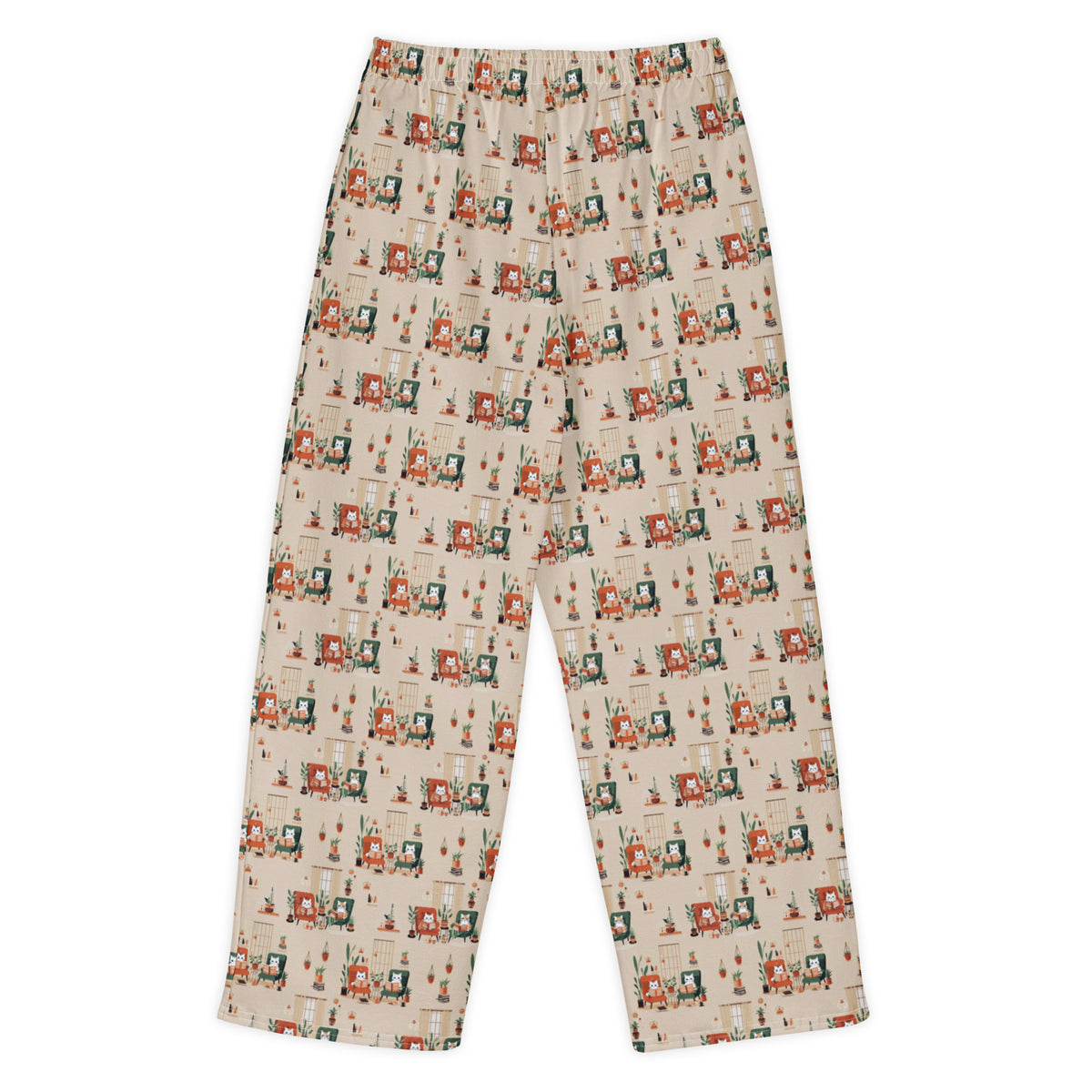 Carl and Ellie cat patterned pants on a white background