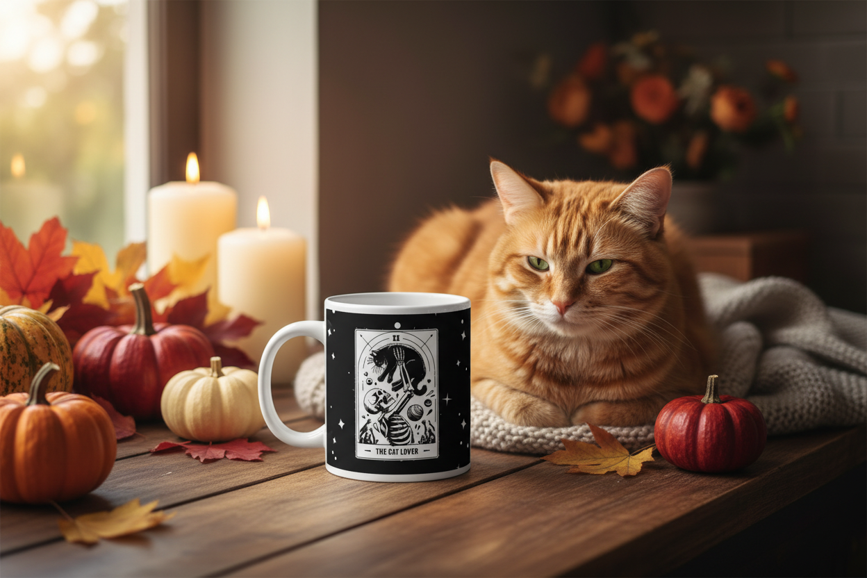 CAT LOVER TAROT | White glossy mug