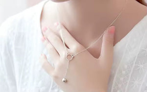 Sterling Silver Lariat Cat Bell Necklace