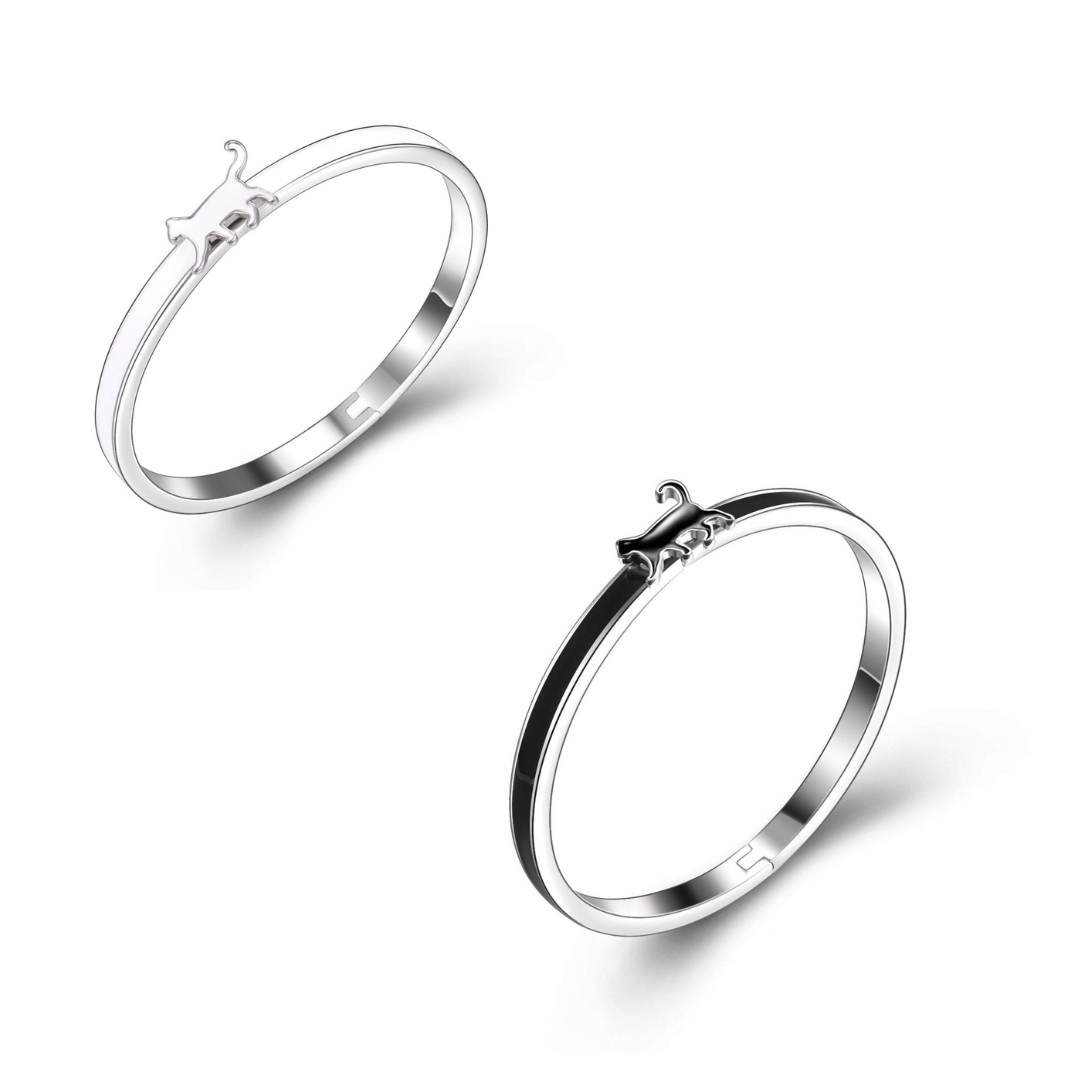 Enamel Cat Bangle | Cat Bracelet