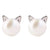 Dainty Pearl Earrings with Cat Ears