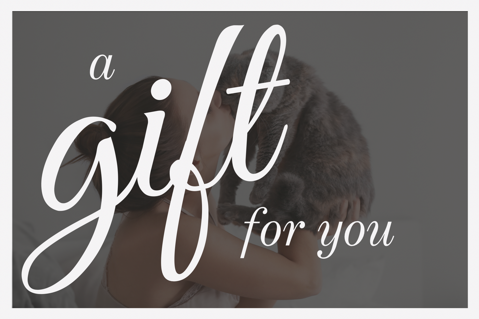 Text 'a gift for you' over a blurred image of a person holding a baby
