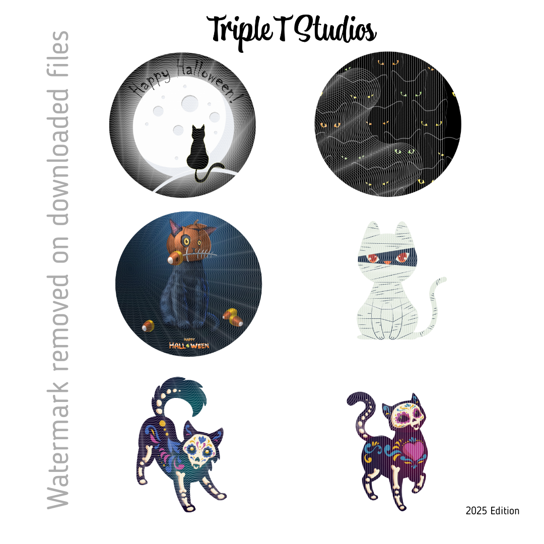 Cat Halloween Stickers | 3 sheets of 6 designs | Printable