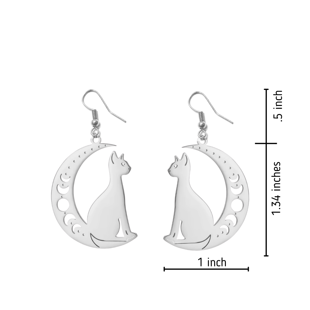 Phases of the Moon Cat Earrings