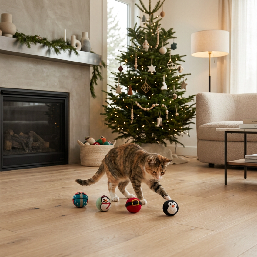 Holiday Wool Cat Toys | Set of 4