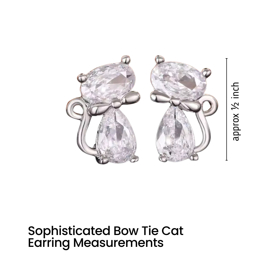Sophisticated Cat with Bow Tie Earrings