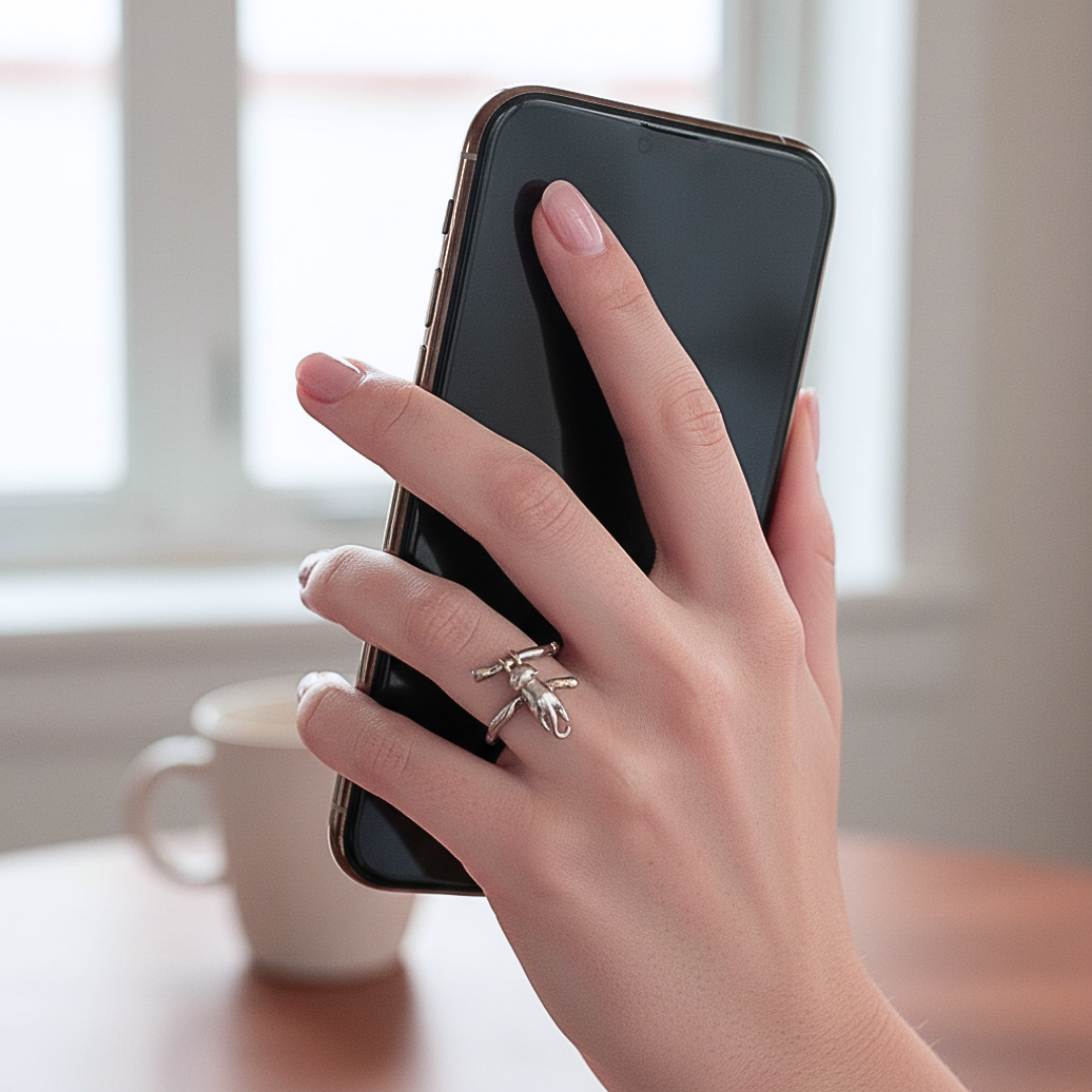 Hang In There Cat | Sterling Silver Adjustable Ring