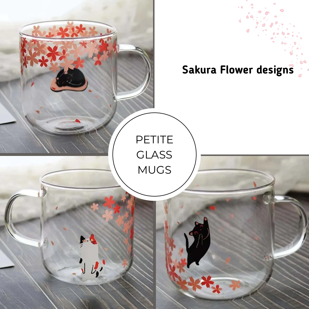 Glass Cat Mug | Sakura Cat Mug