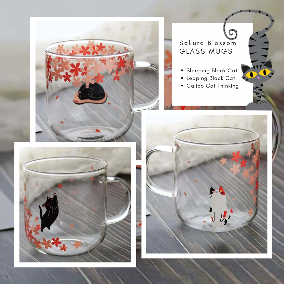 Glass Cat Mug | Sakura Cat Mug
