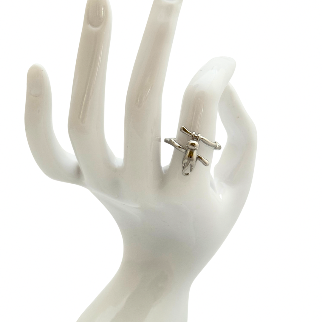 Hang In There Sterling Adjustable Cat Ring