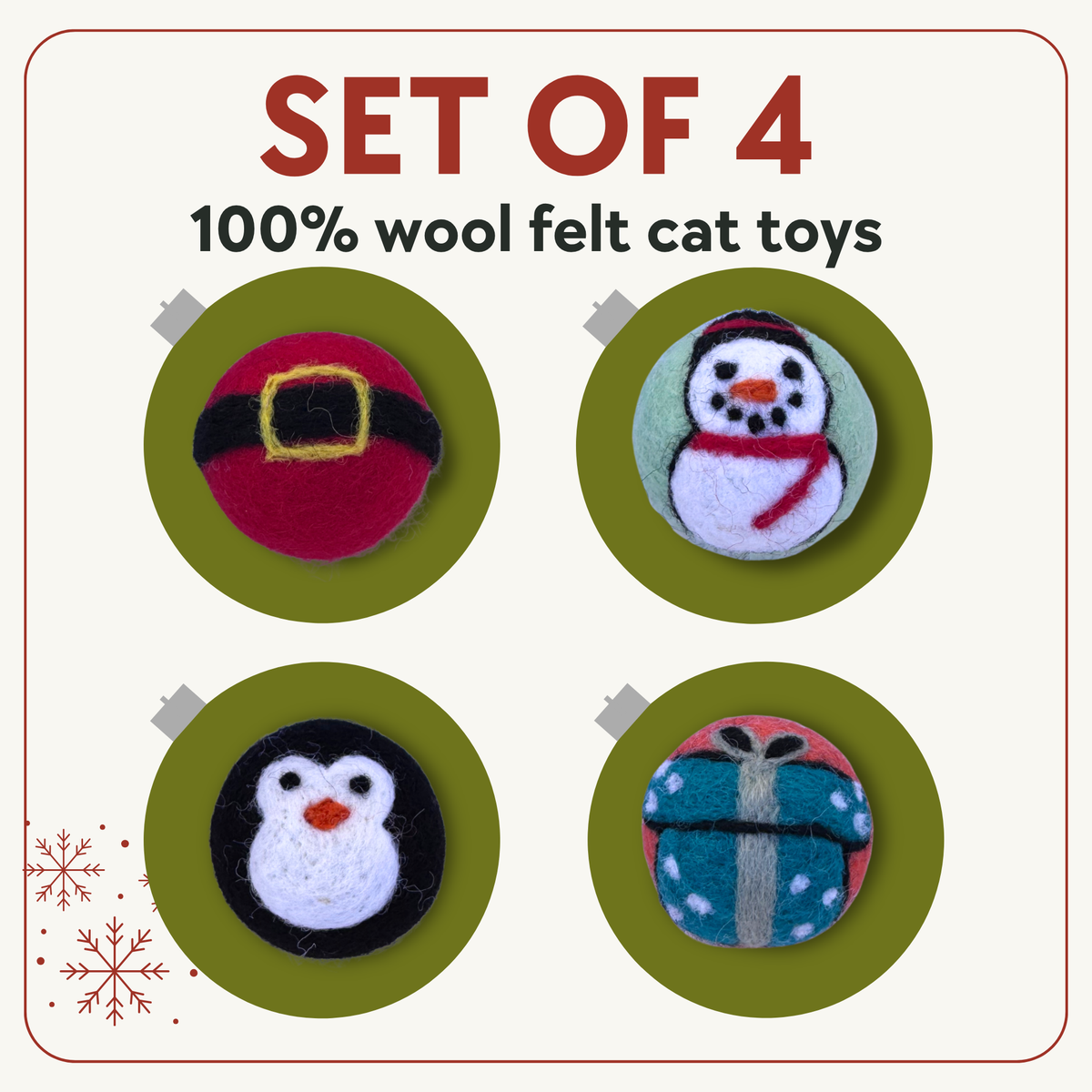 Holiday Wool Cat Toys | Set of 4