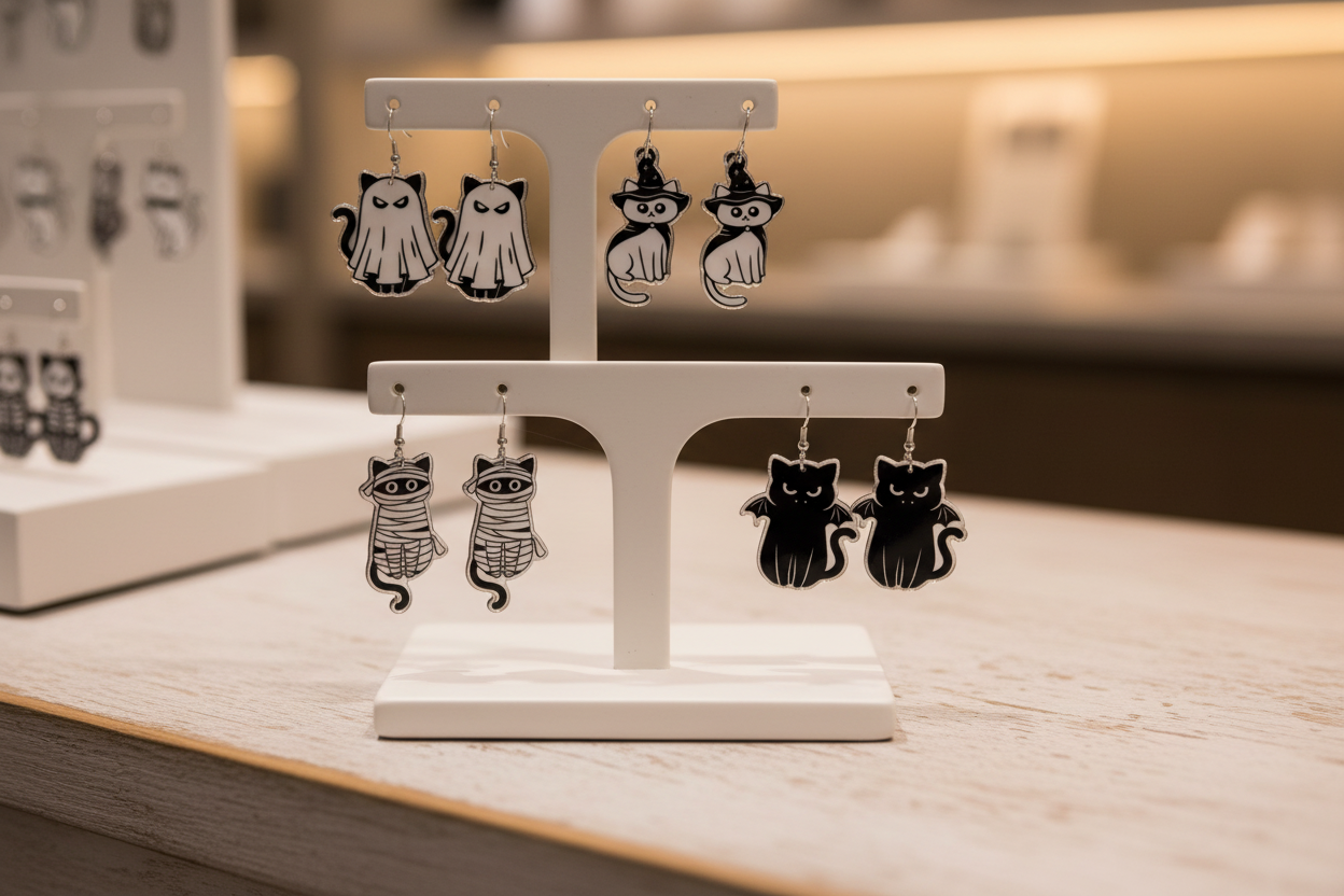 Cats in Halloween Costumes Acrylic Earrings