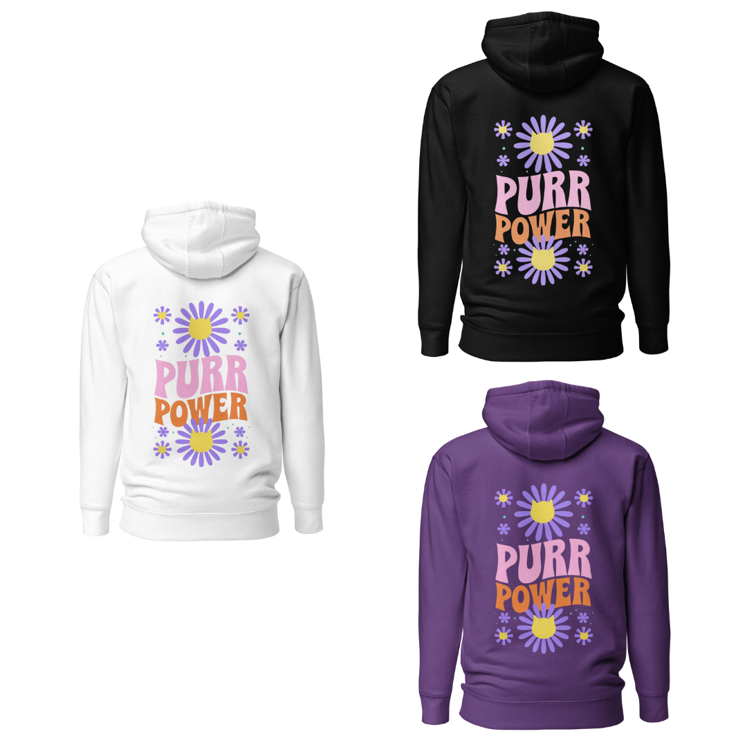 Cat-Themed Hoodie | Purr Power | Unisex