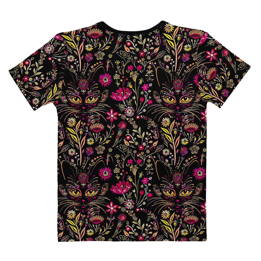 Black Cats Floral | Cotton Crewneck T-shirt