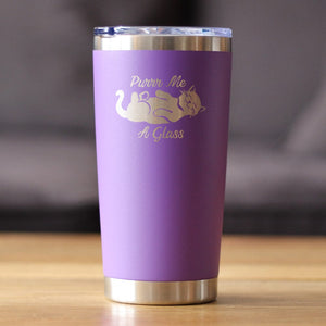 Purr Me A Glass - Insulated Cat Themed Coffee Tumbler Cup with Sliding Lid