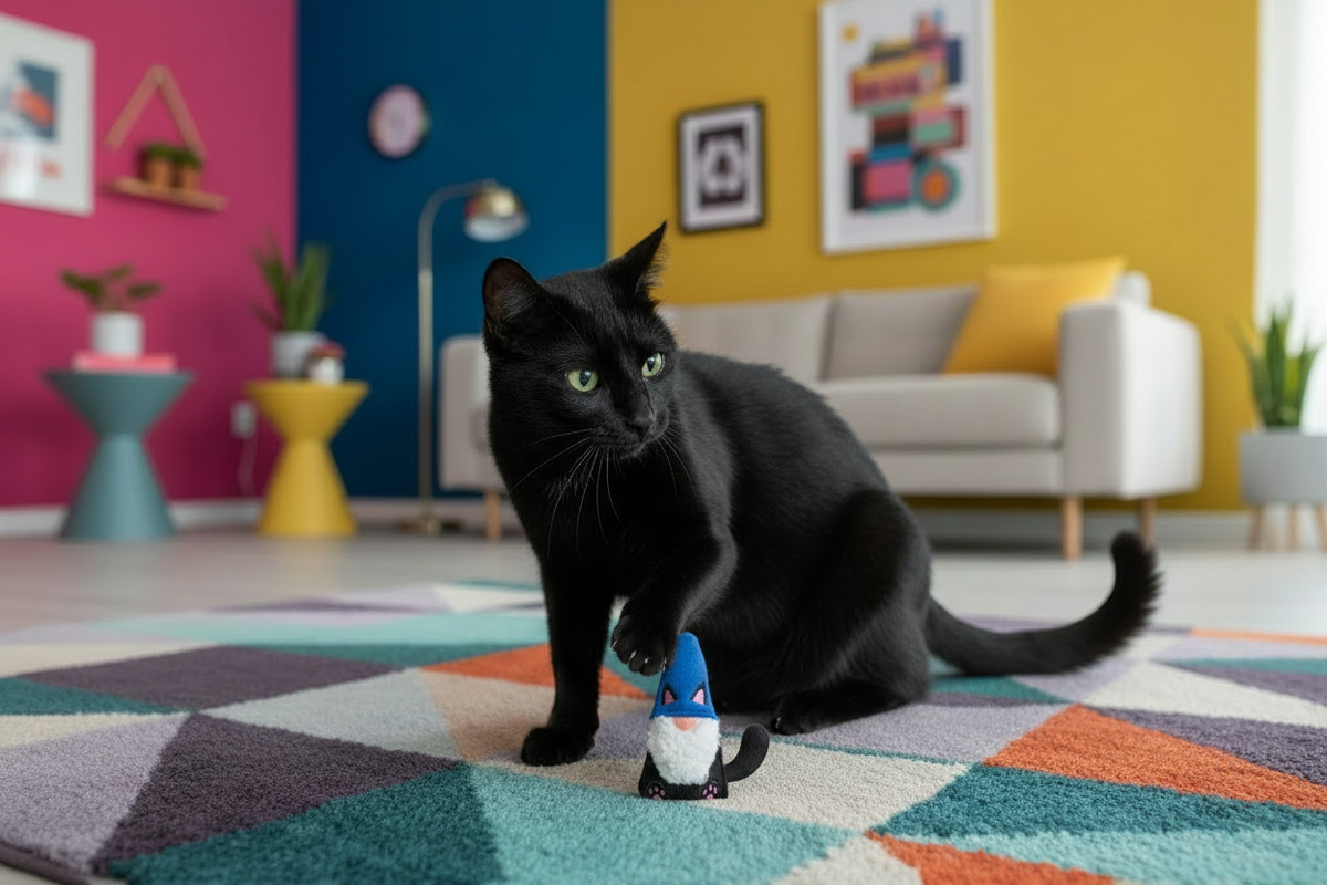 Black Cat Gnome Kicker Cat Toy