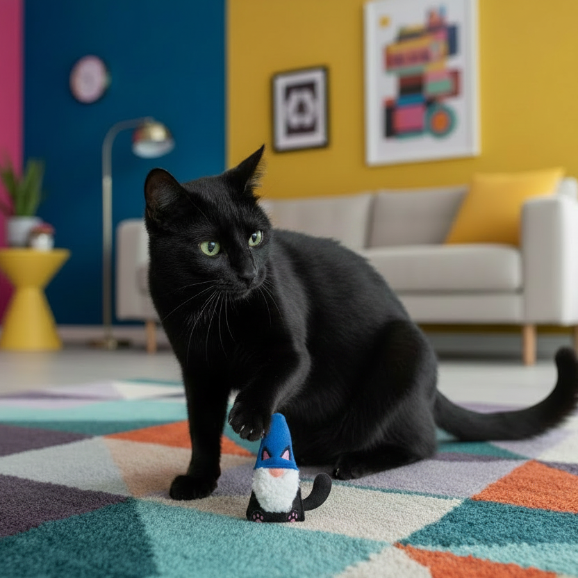 Black Cat Gnome Kicker Cat Toy