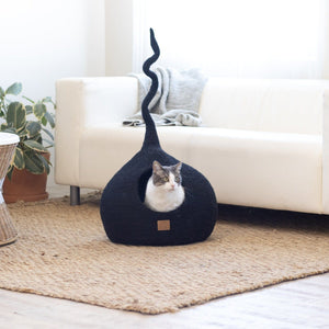 Night Black | Tail Style Cave Cat Bed