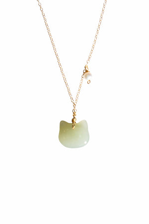 Green Jade Cat Necklace | Seree's Choupette