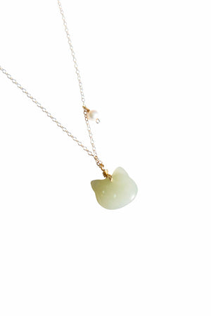 Green Jade Cat Necklace | Seree's Choupette