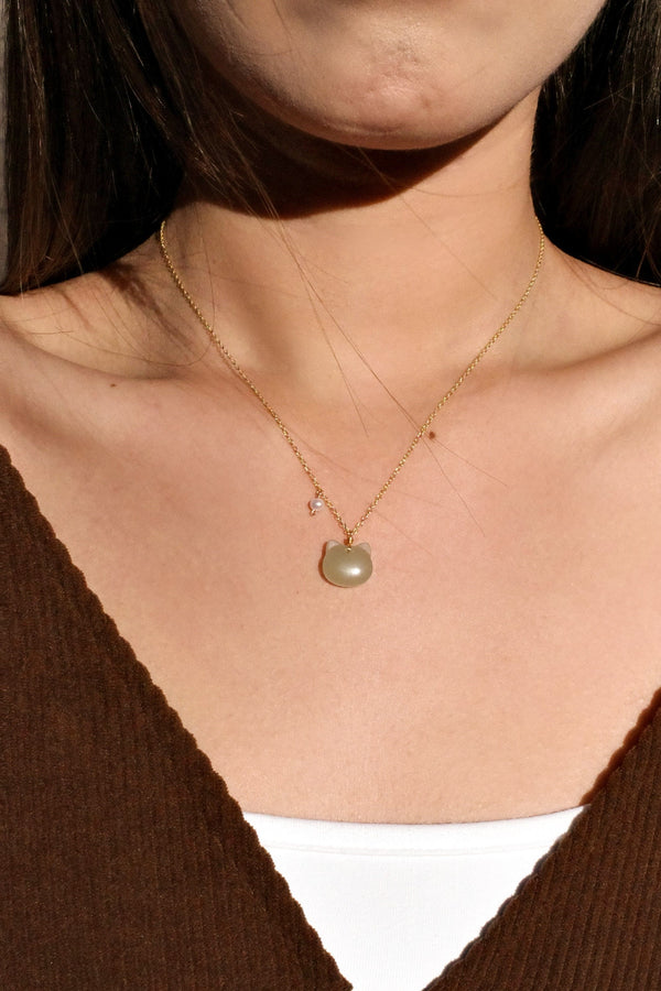 Green Jade Cat Necklace | Seree's Choupette