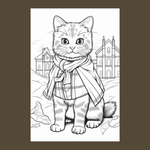 Cat Coloring Page Sample | Cats Wearing Scarves