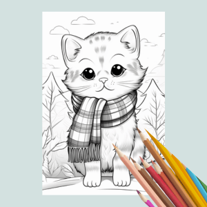 Cat Wearing Scarves Coloring Book Sample Page