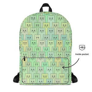 Cat-Themed Backpack | Happy Cat Green