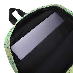 Cat-Themed Backpack | Happy Cat Green. Laptop Sleeve