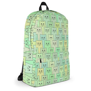 Cat-Themed Backpack | Happy Cat Green. Angle