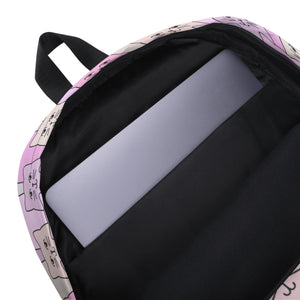 Cat-Themed Backpack | Happy Cat Purple. Laptop Sleeve