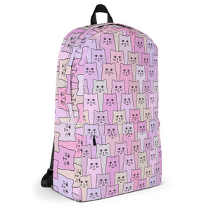 Cat-Themed Backpack | Happy Cat Purple. Angle