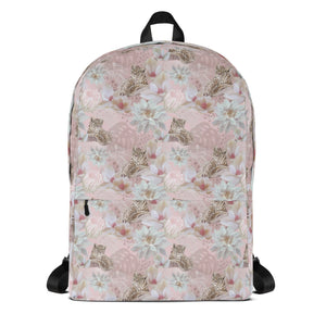 Leopard and Lotus Cat-Themed Backpack