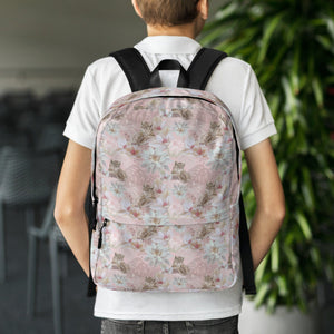 Leopard and Lotus Cat-Themed Backpack