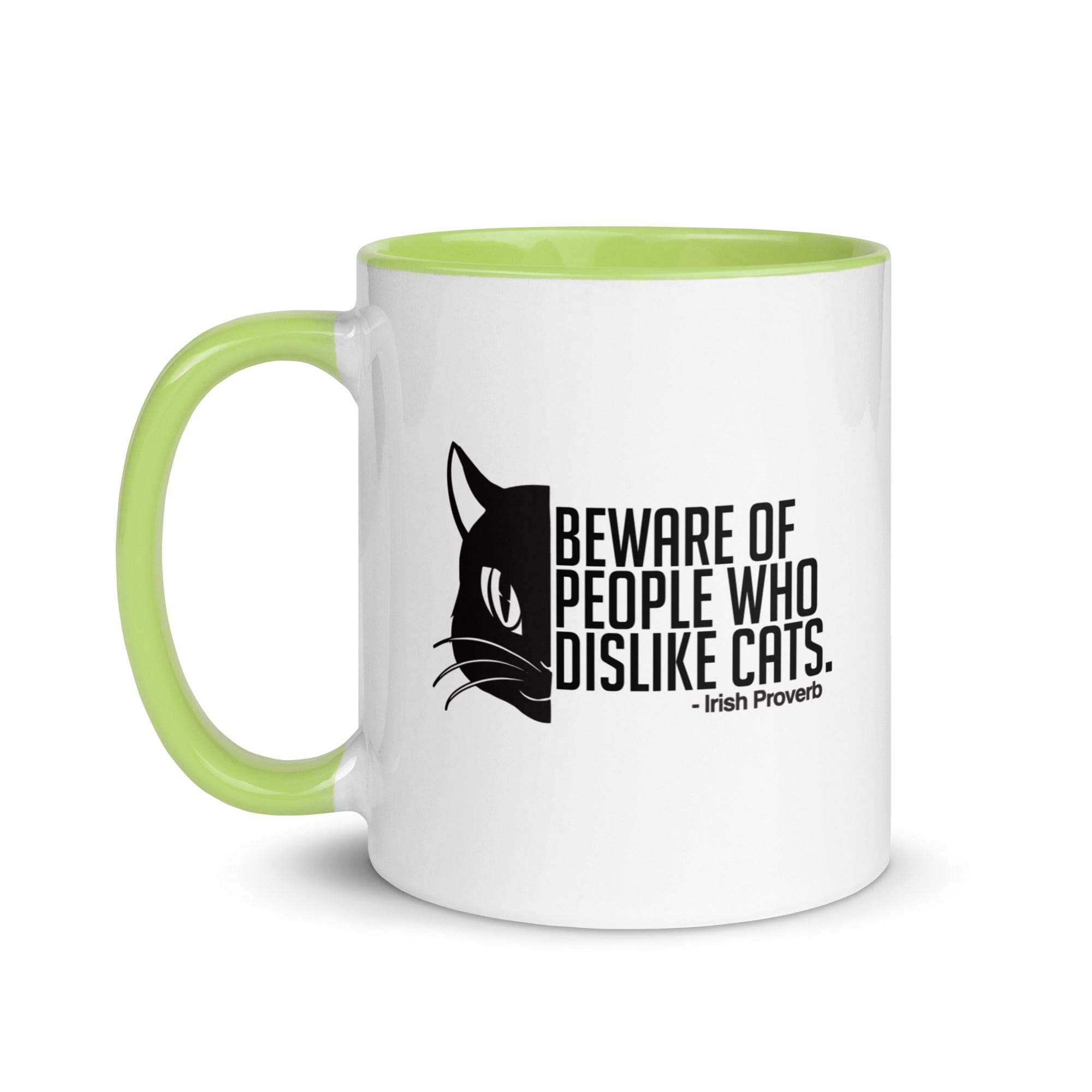 Irish Proverb Cat Mug. with green accents